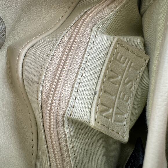 Vintage Nine West Creamy Off-White Grommet Handle Tote Purse | Soft Faux Leather - Picture 3 of 16